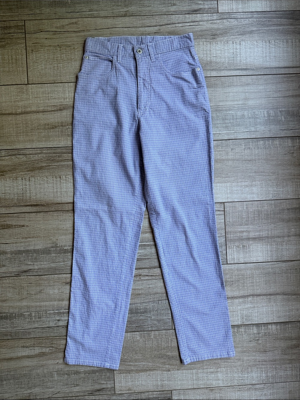 Faded Glory Straight Leg Gingham Pants - 26 Waist Long Inseam